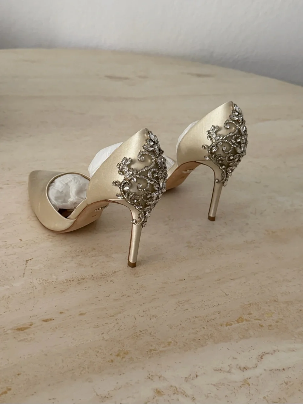 Badgley Mischka champagne satin